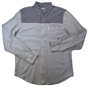 Ben Sherman Mens Striped Button Up Shirt Large Blue Gray Cotton Long Sleeve Mod
